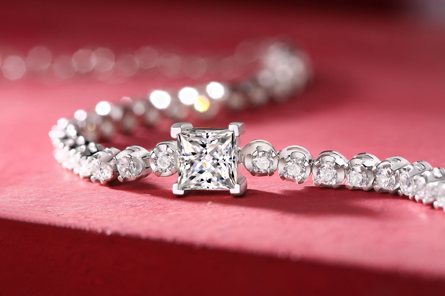 Starlit Prism – Moissanite Silver Bracelet