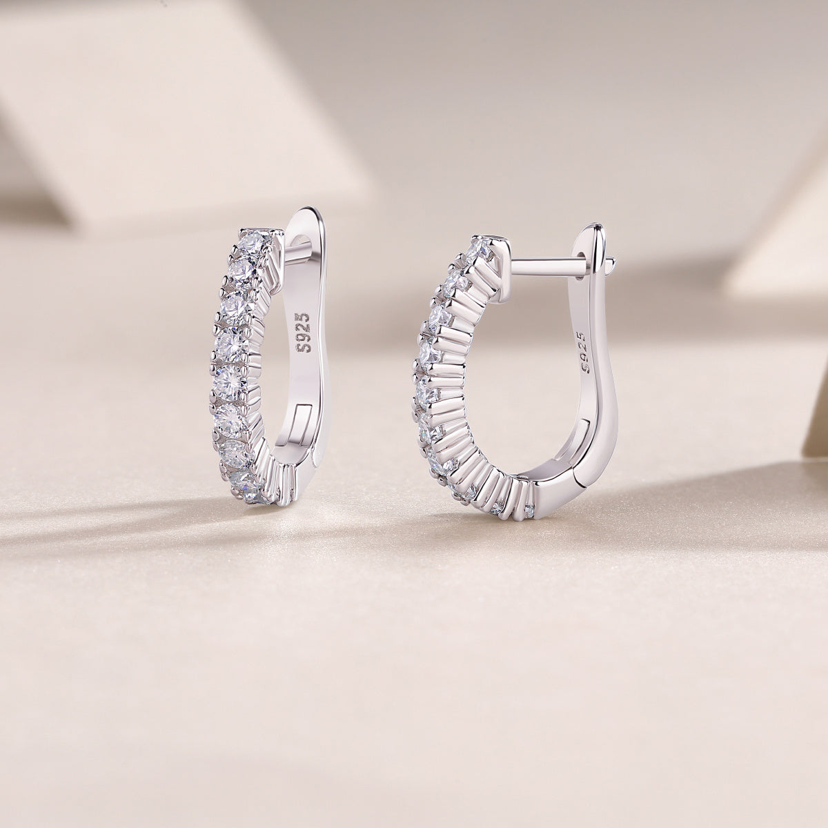 Radiant Compass – Moissanite Silver Stud Earrings