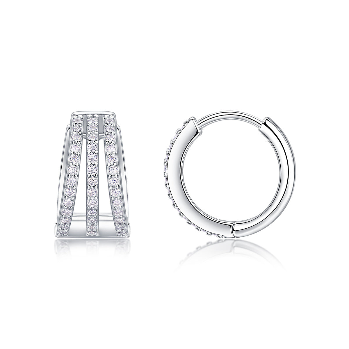 Eternal Parade – Moissanite Silver Stud Earrings