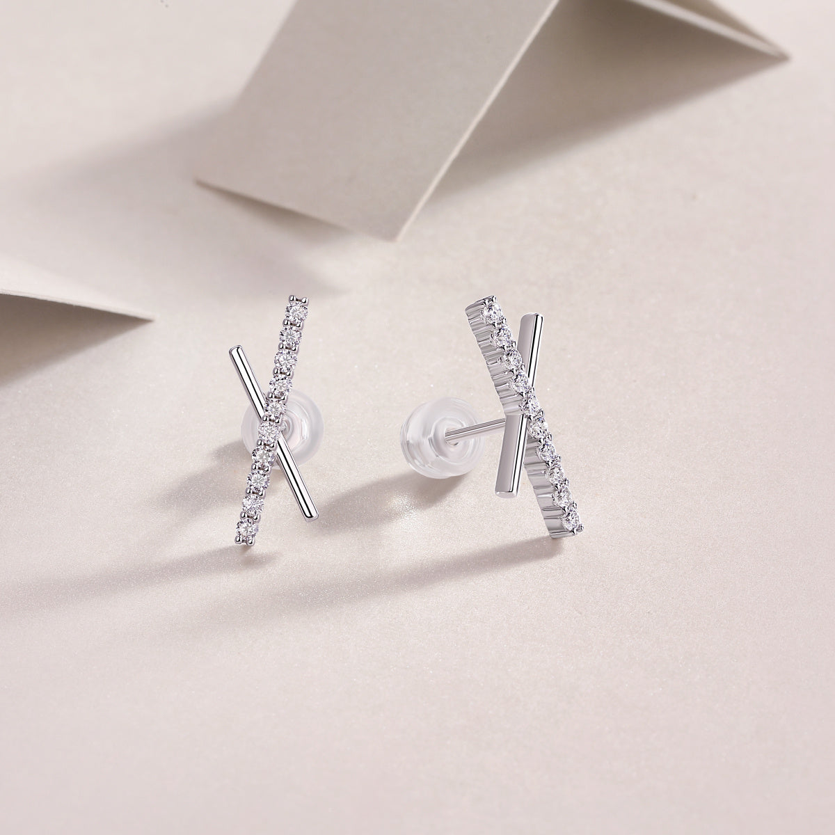 Brilliant Charm – Moissanite Silver Stud Earrings