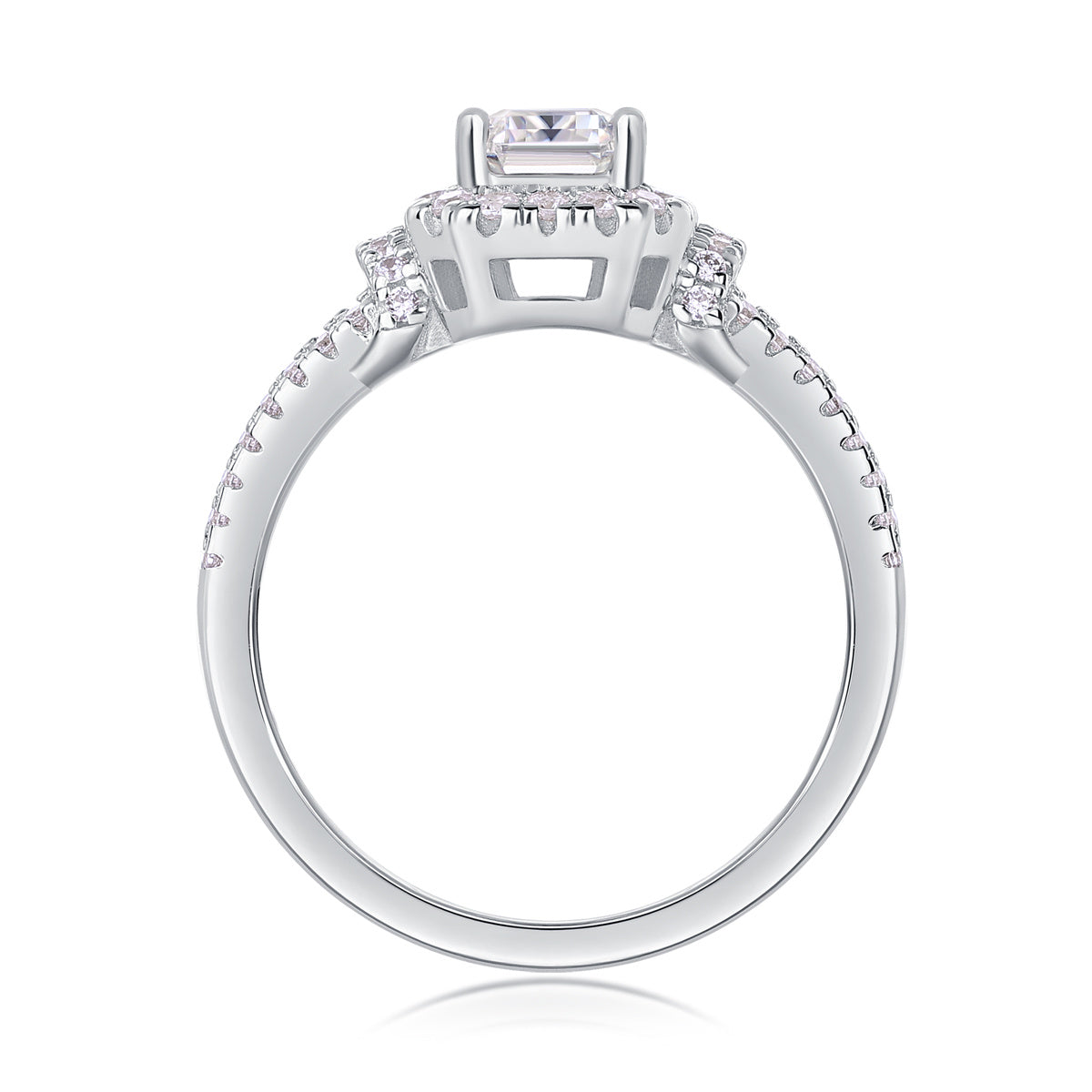 Luminous Cube – Moissanite Silver Ring