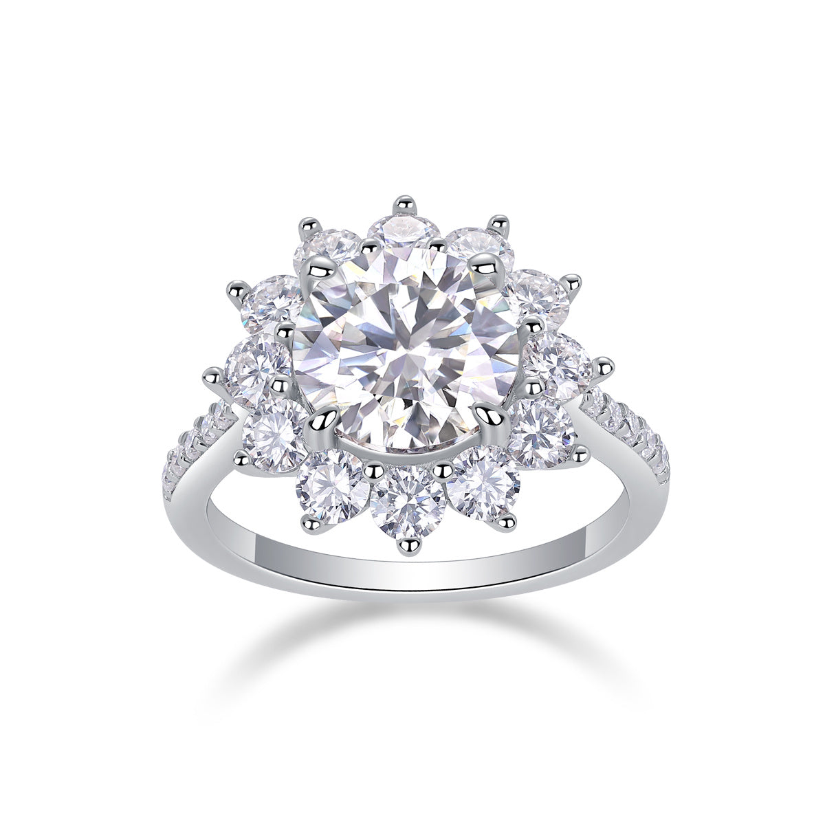 Sunflower - Moissanite Silver Ring