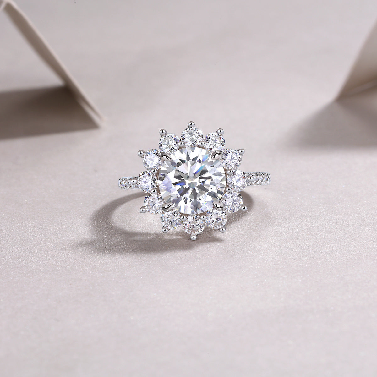 Sunflower - Moissanite Silver Ring