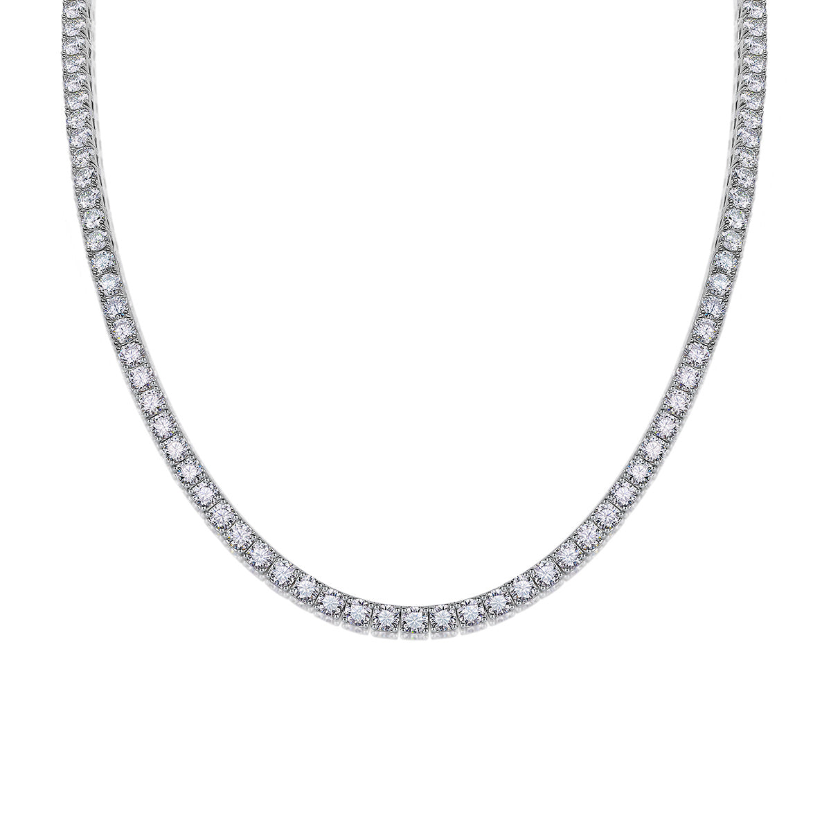 Celestial Stream – Silver Moissanite Necklace
