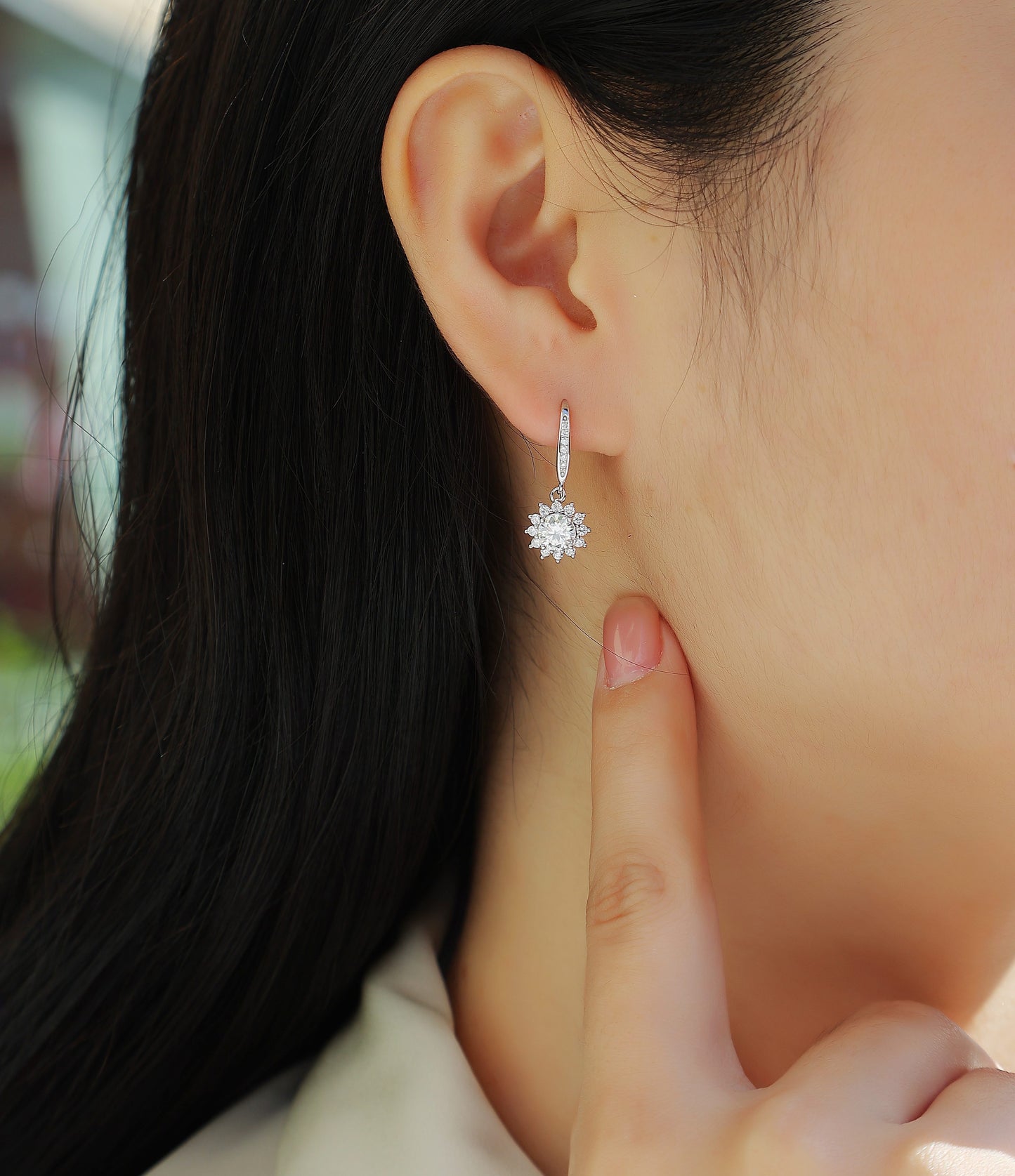Luxe Harmony – Moissanite Sterling Silver Earrings Set