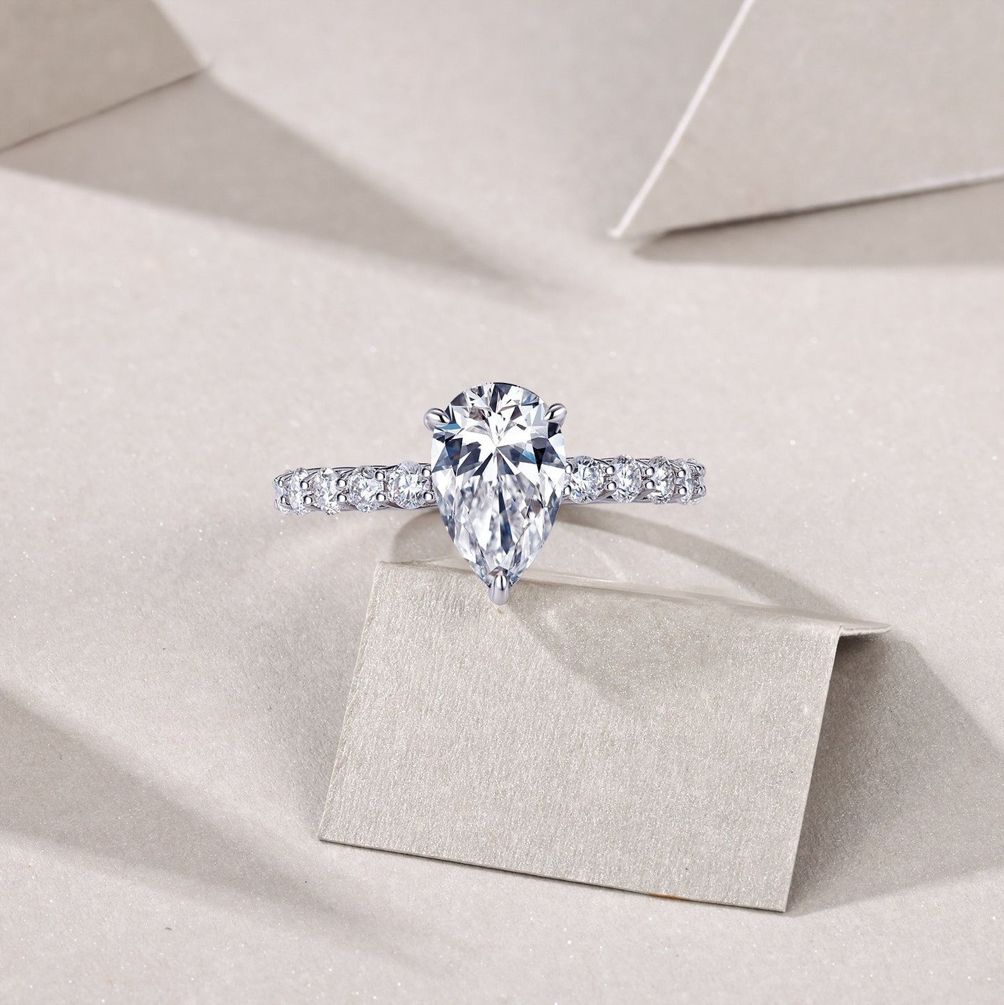 Lunar Tear – Silver Moissanite Ring