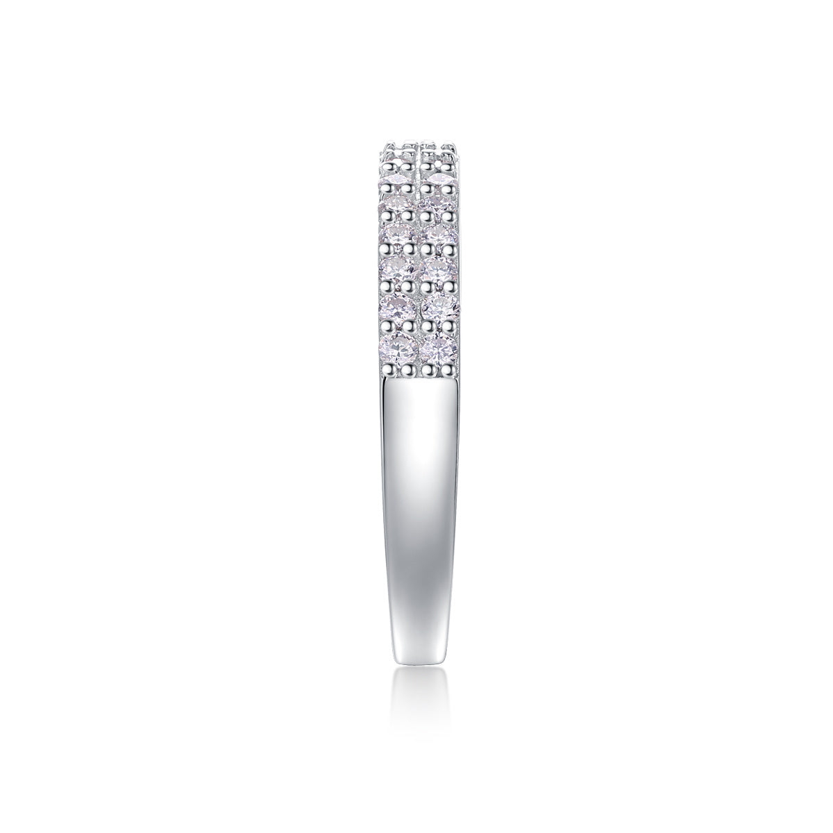 Twin Radiance – Double Row Moissanite Silver Ring