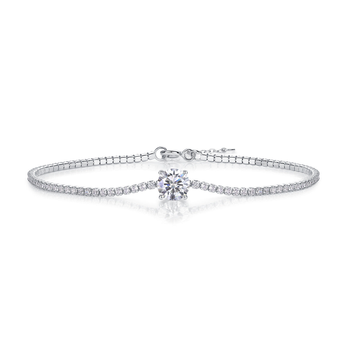 Morning Mist – Silver Moissanite Beaded Bracelet