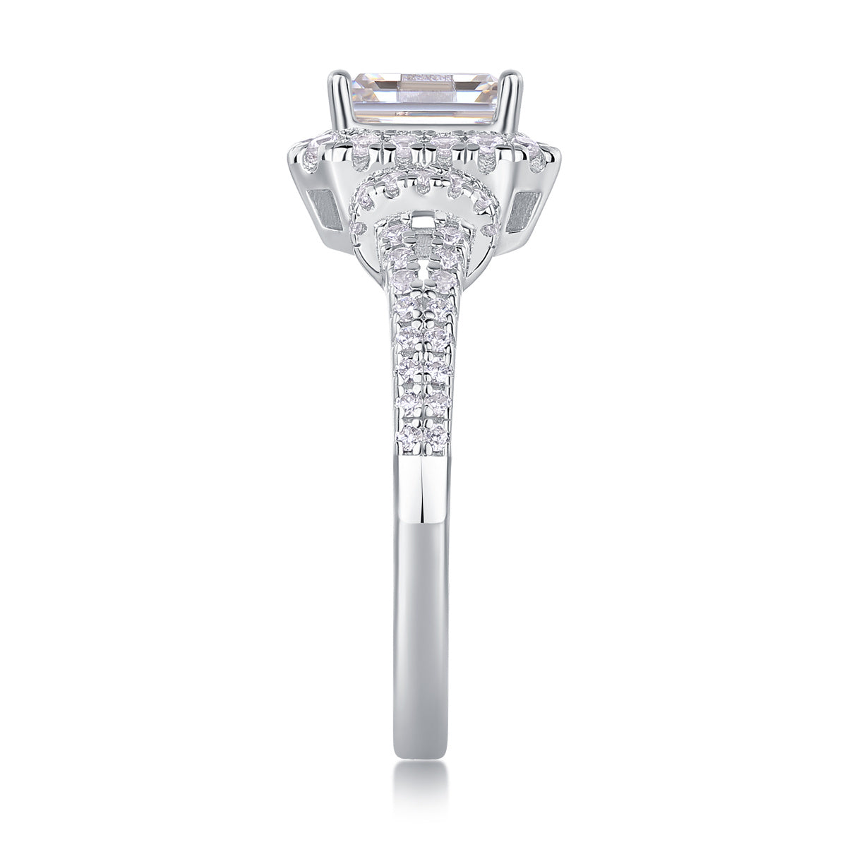 Luminous Cube – Moissanite Silver Ring