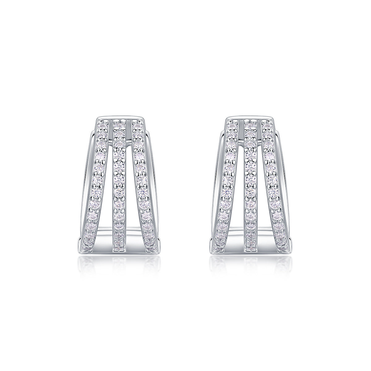 Eternal Parade – Moissanite Silver Stud Earrings