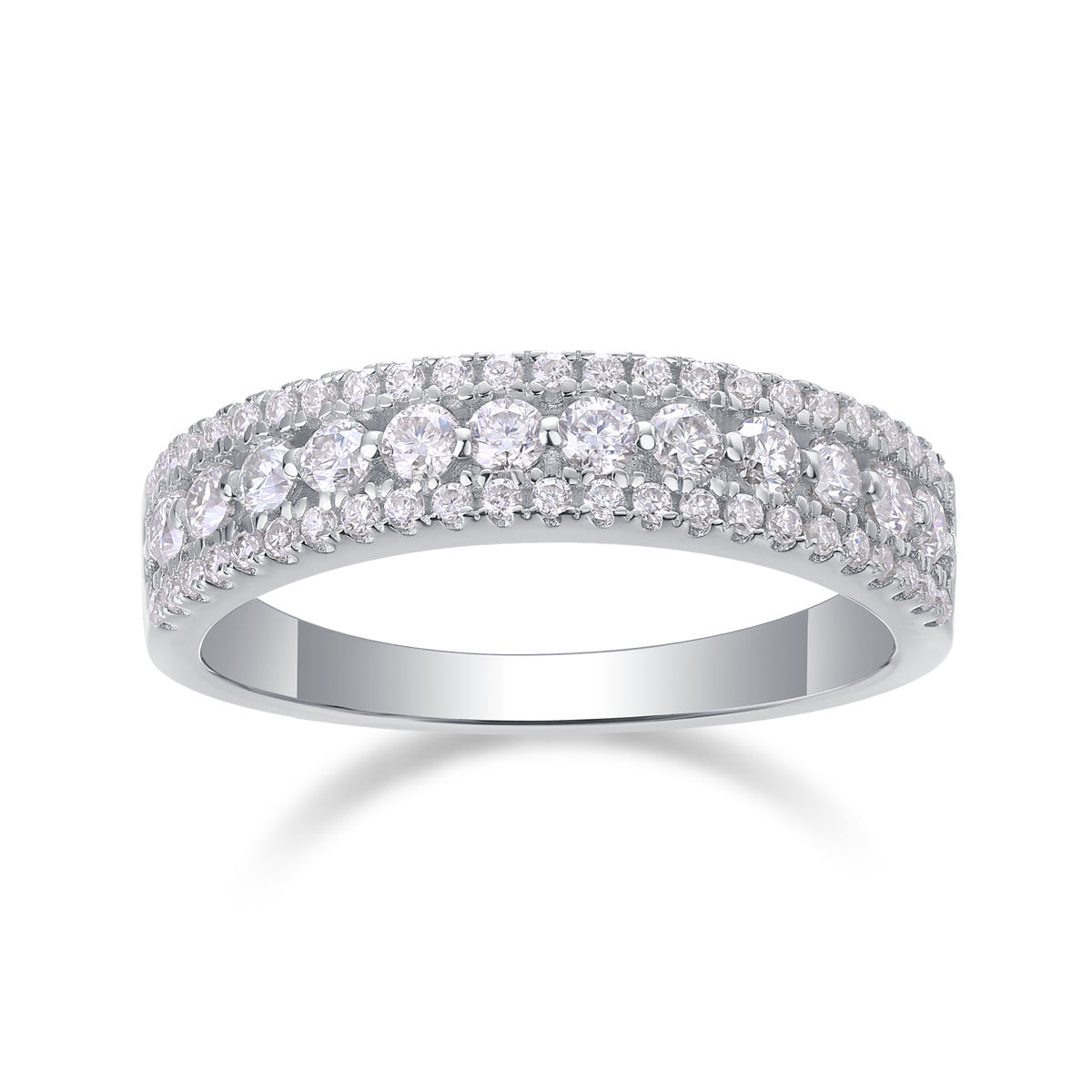 Radiant Waves – Multi-Row Moissanite Silver Ring