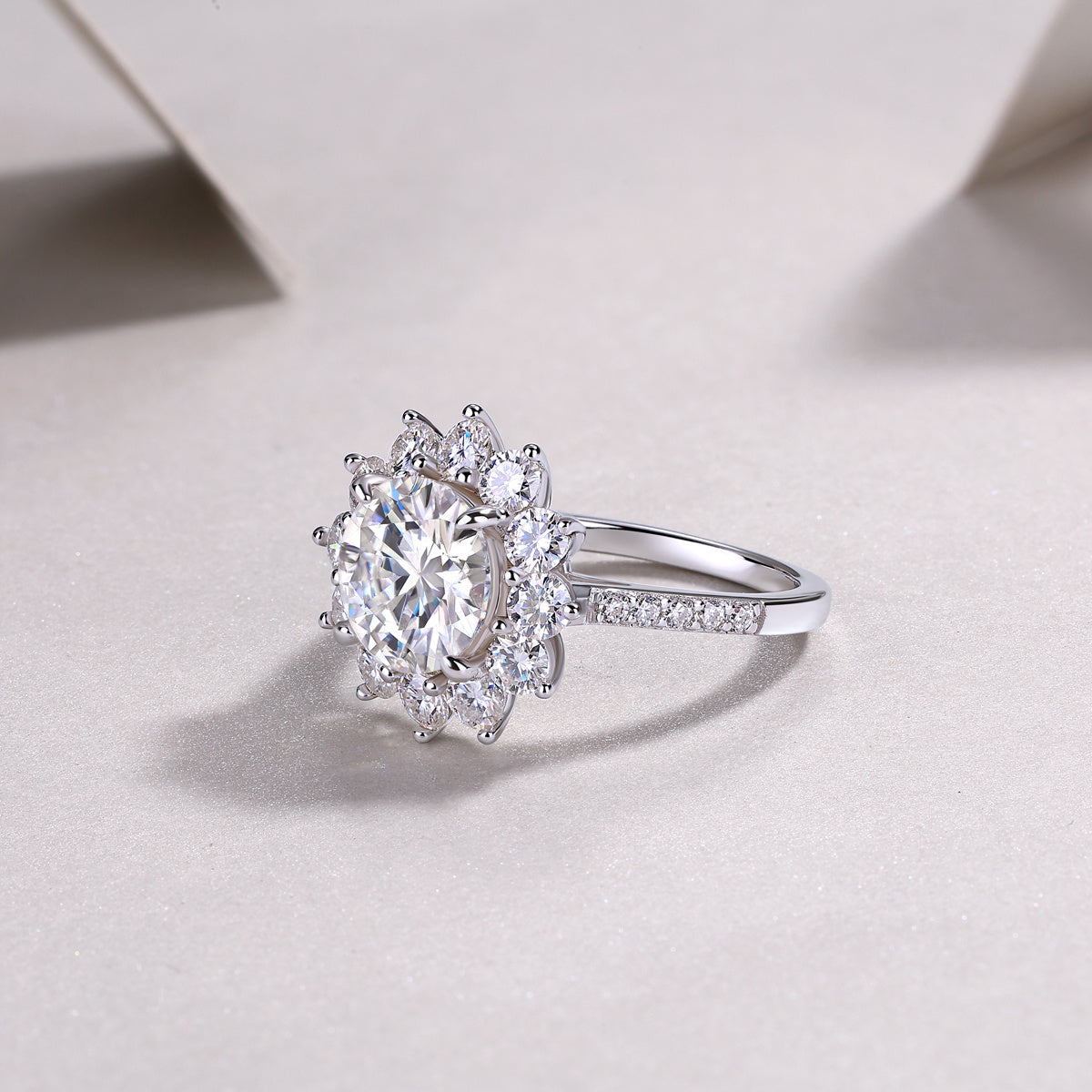 Sunflower - Moissanite Silver Ring
