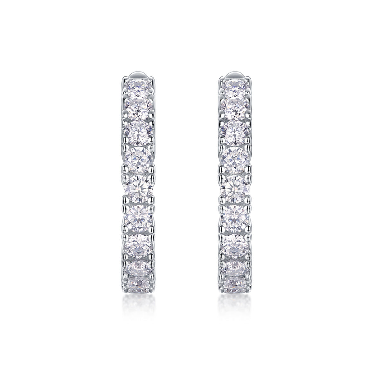 Radiant Compass – Moissanite Silver Stud Earrings
