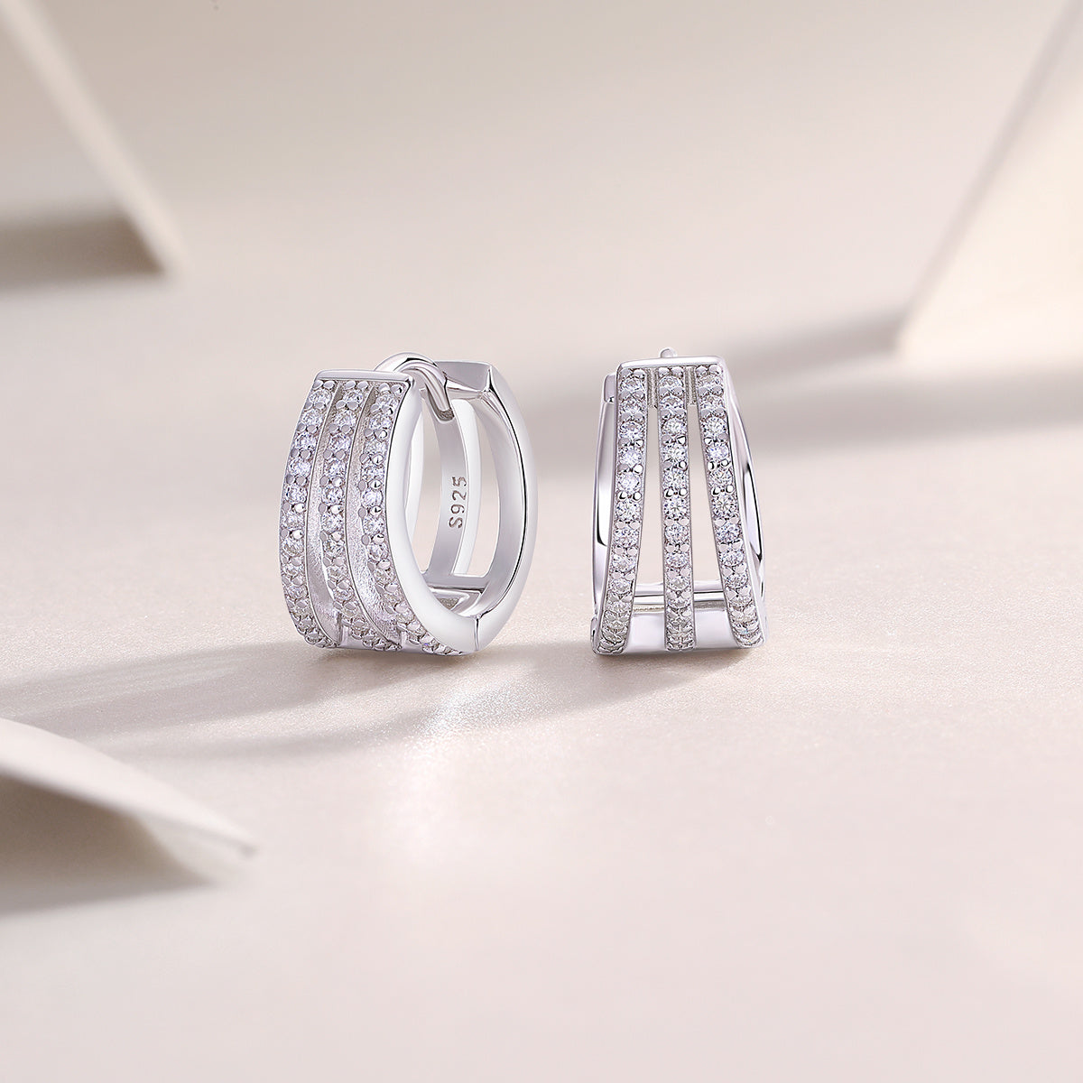 Eternal Parade – Moissanite Silver Stud Earrings