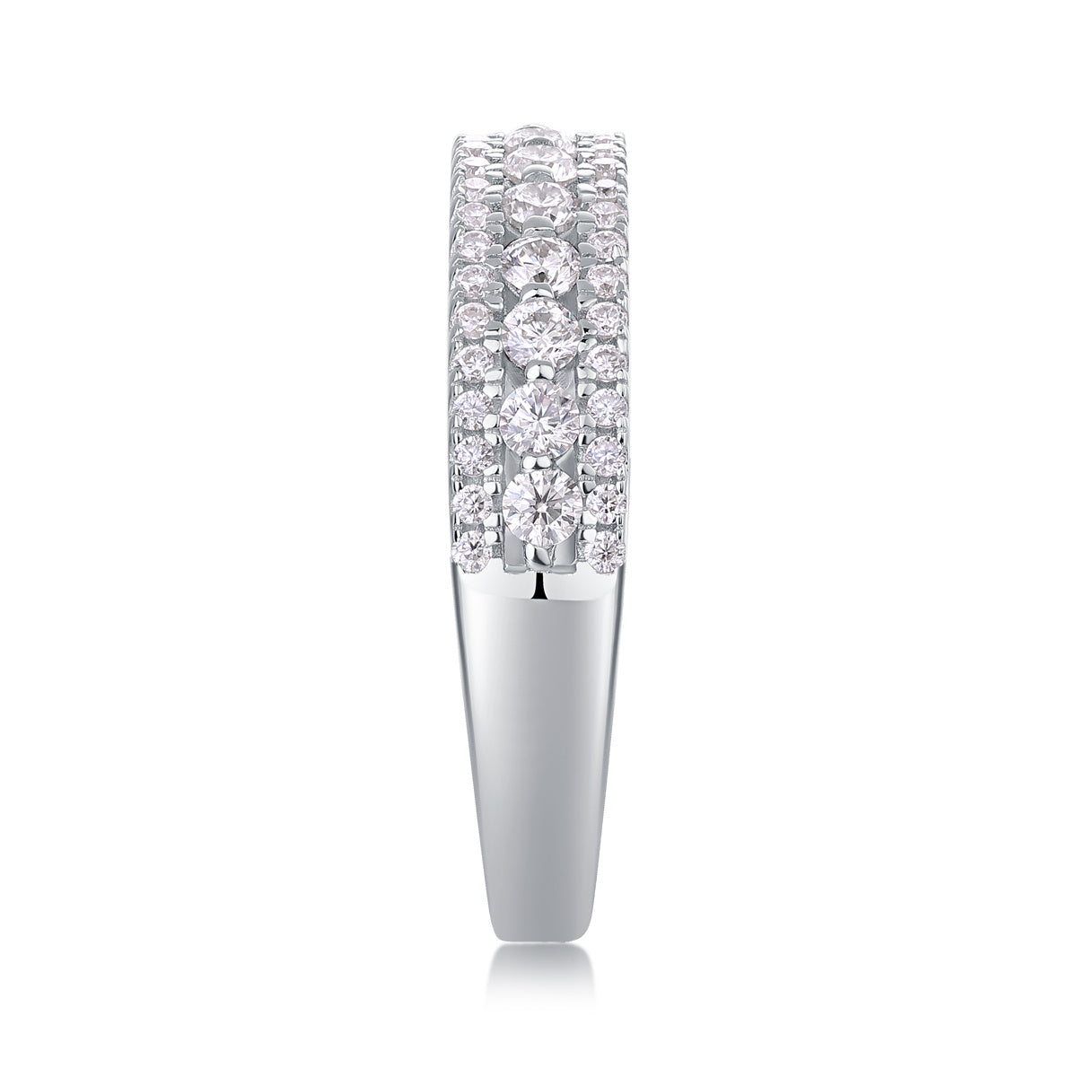 Radiant Waves – Multi-Row Moissanite Silver Ring