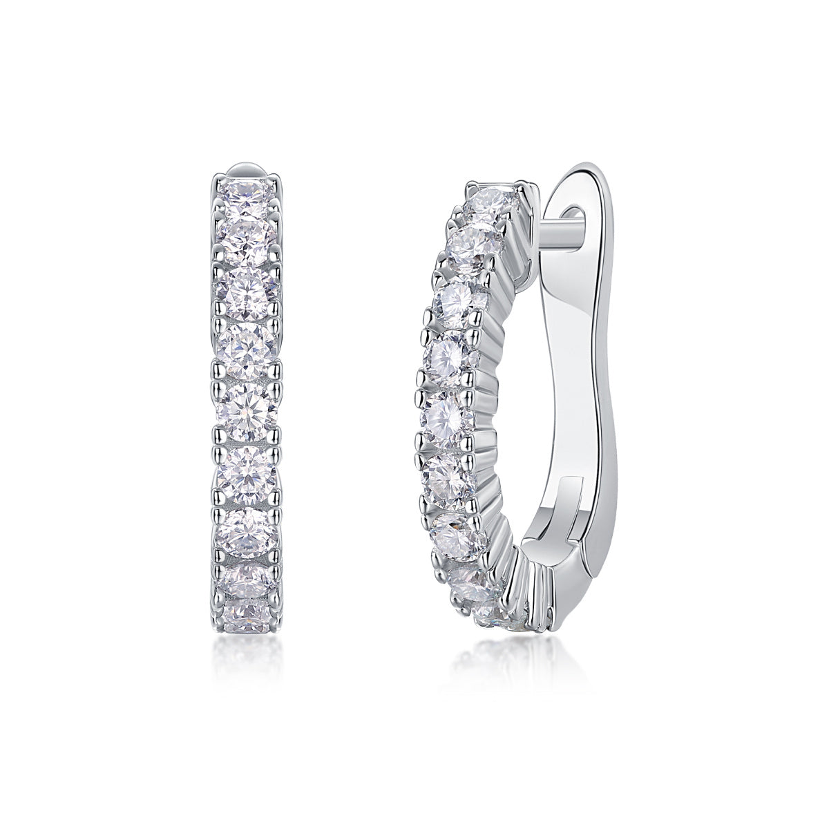 Radiant Compass – Moissanite Silver Stud Earrings