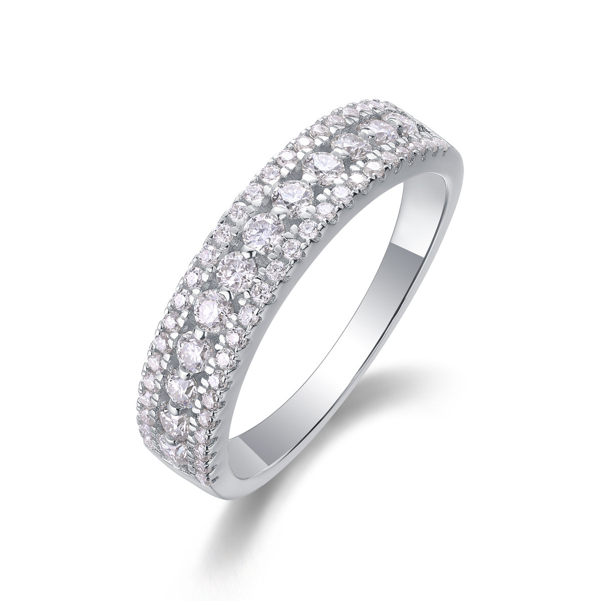 Radiant Waves – Multi-Row Moissanite Silver Ring