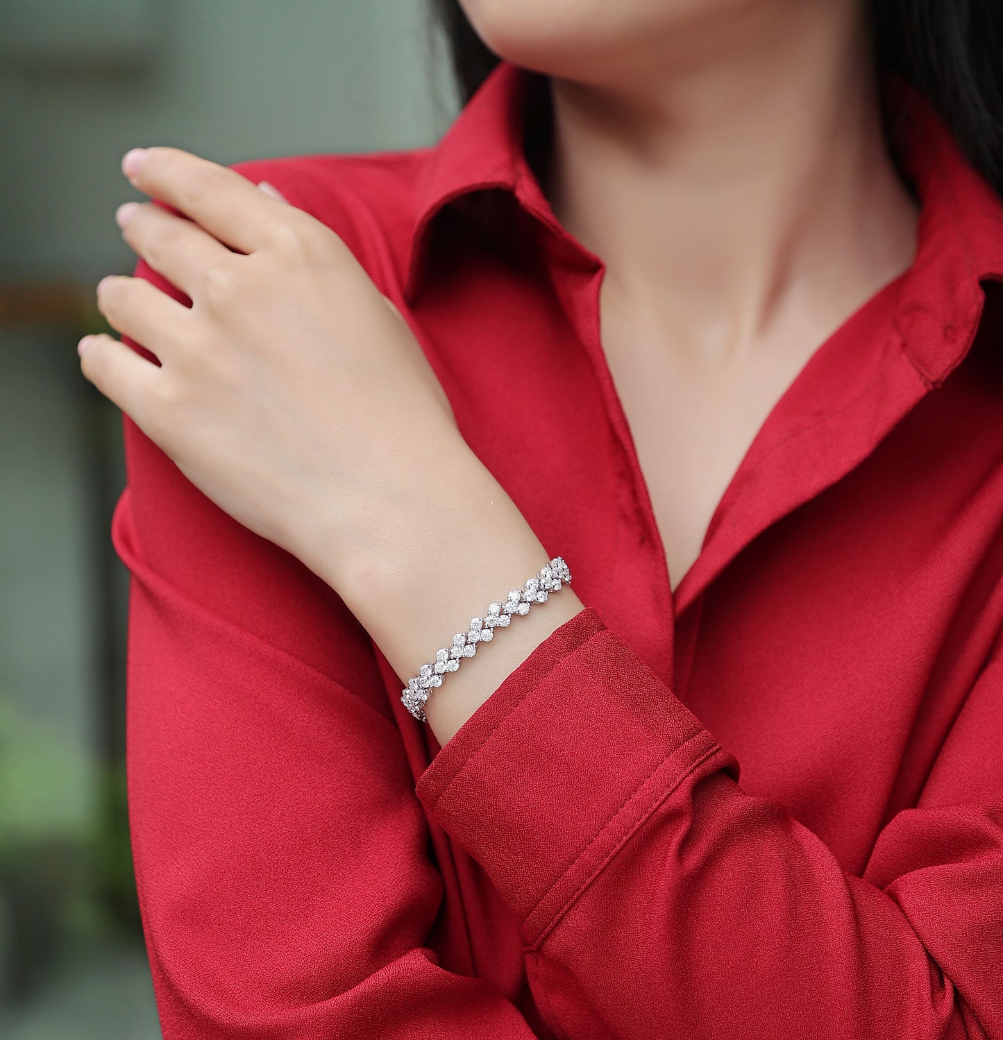 Moonlight Trail – Silver Moissanite Bracelet