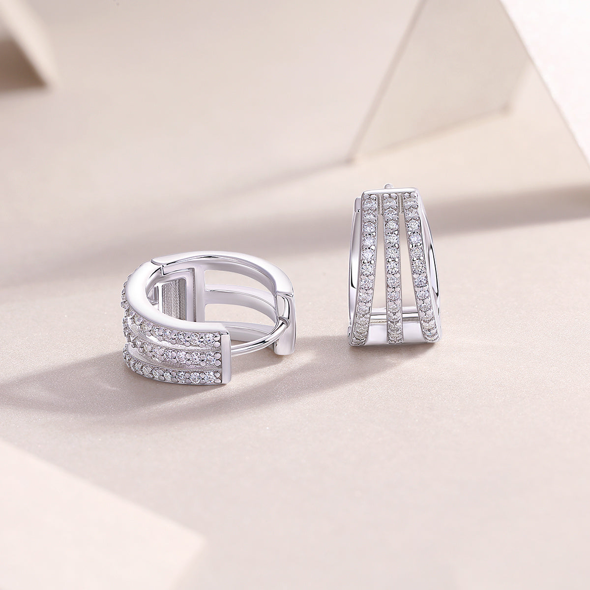 Eternal Parade – Moissanite Silver Stud Earrings