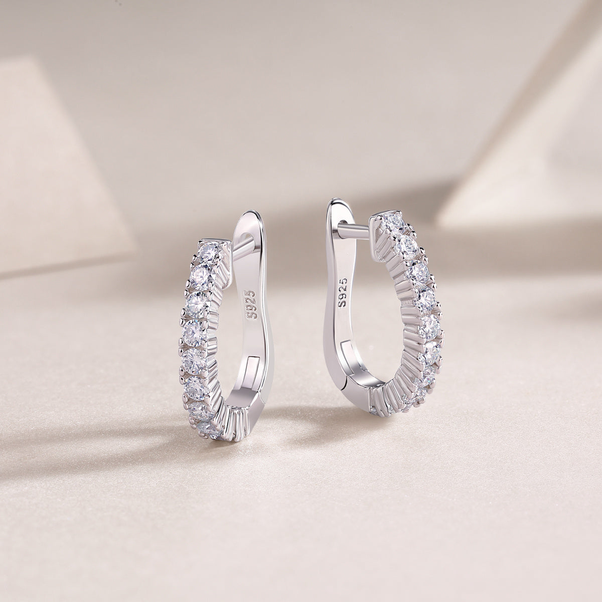 Radiant Compass – Moissanite Silver Stud Earrings