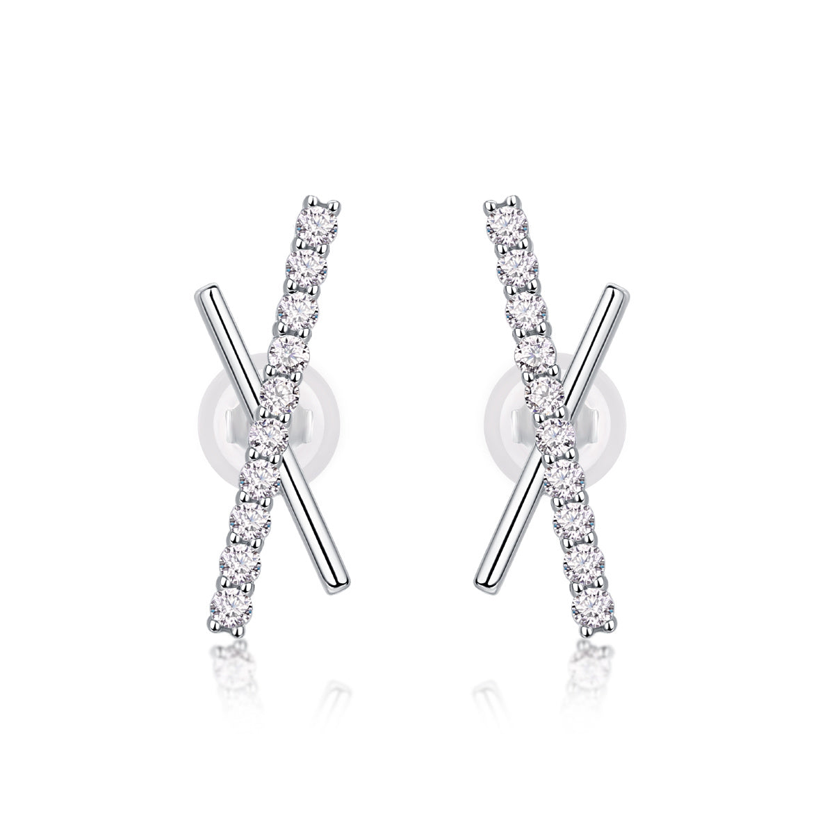 Brilliant Charm – Moissanite Silver Stud Earrings