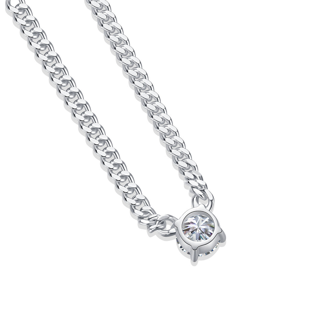 Golden Horizon – Moissanite Silver Cuban Necklace