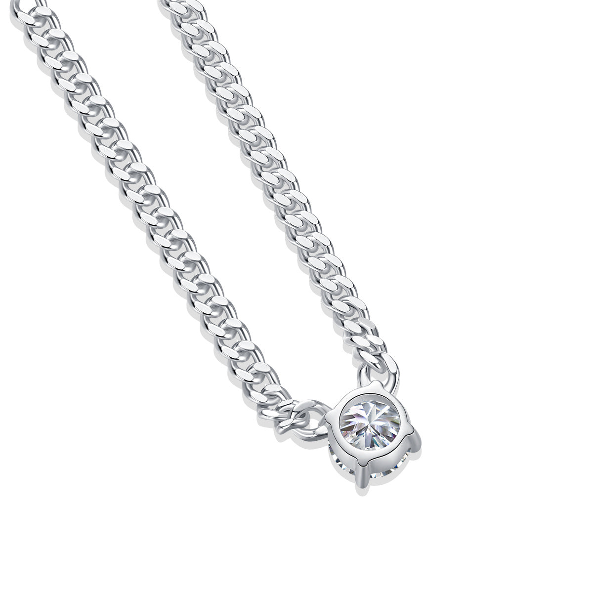 Golden Horizon – Moissanite Silver Cuban Necklace