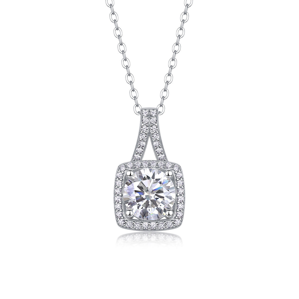 Celestial Cube – Moissanite Silver & Platinum Pendant