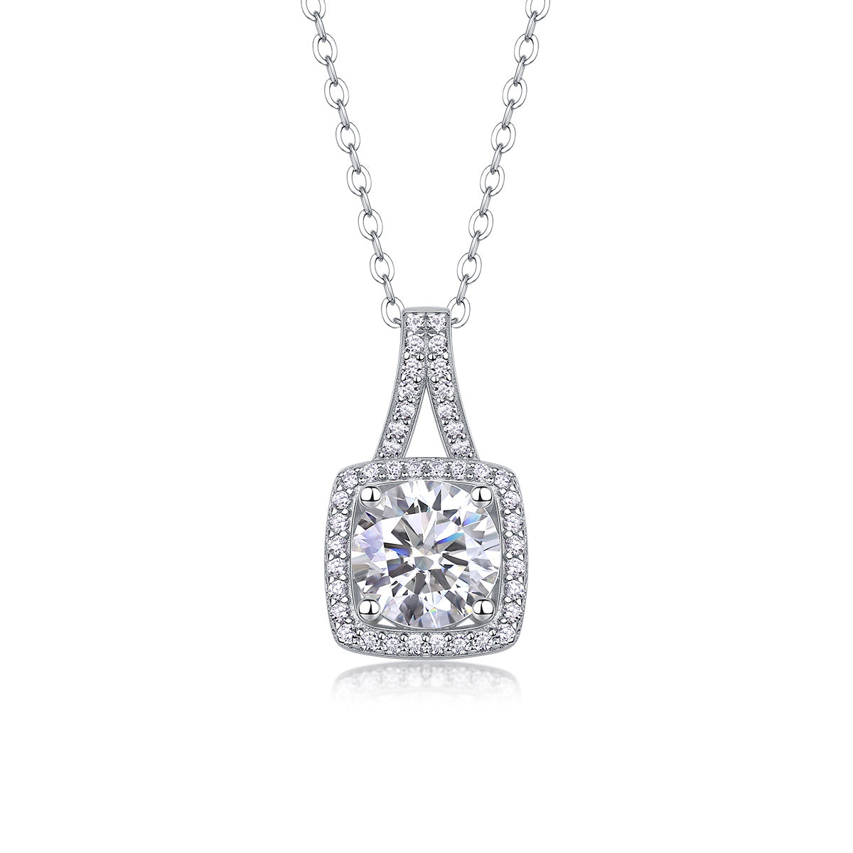 Celestial Cube – Moissanite Silver & Platinum Pendant