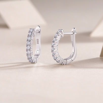 Radiant Compass – Moissanite Silver Stud Earrings