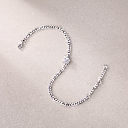 Steadfast Glow – Silver Moissanite Bracelet