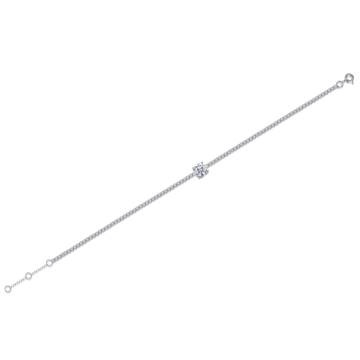 Morning Mist – Silver Moissanite Beaded Bracelet