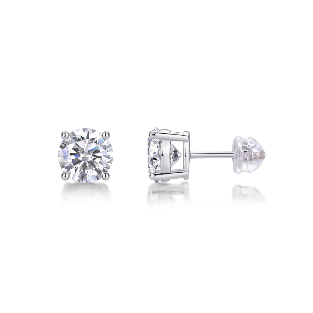 Timeless Spark – Moissanite Silver Stud Earrings