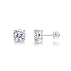 Timeless Spark – Moissanite Silver Stud Earrings