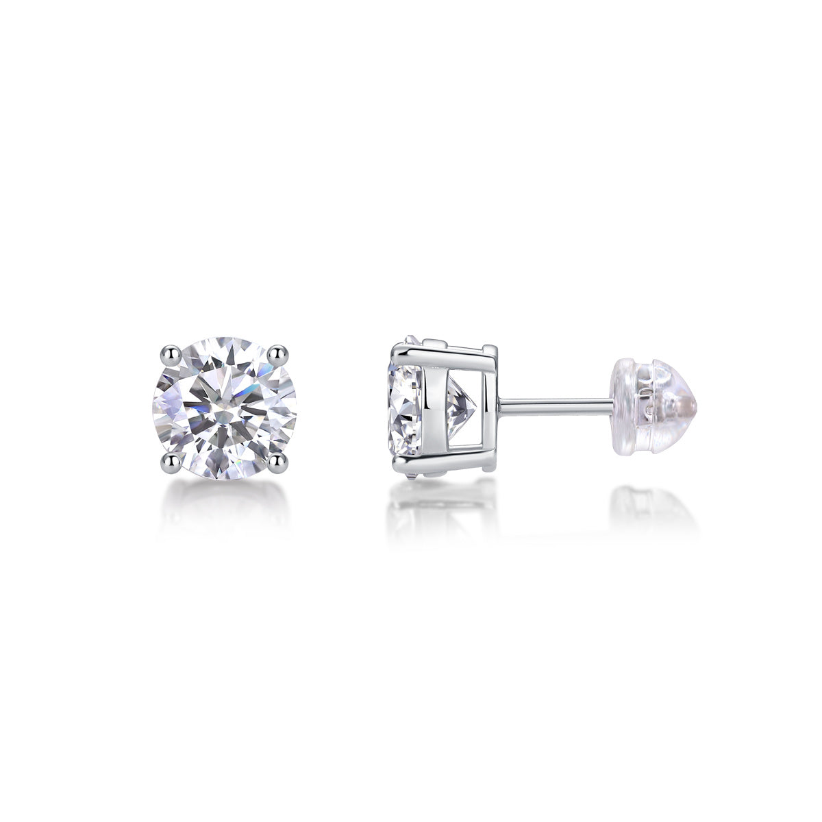 Timeless Spark – Moissanite Silver Stud Earrings