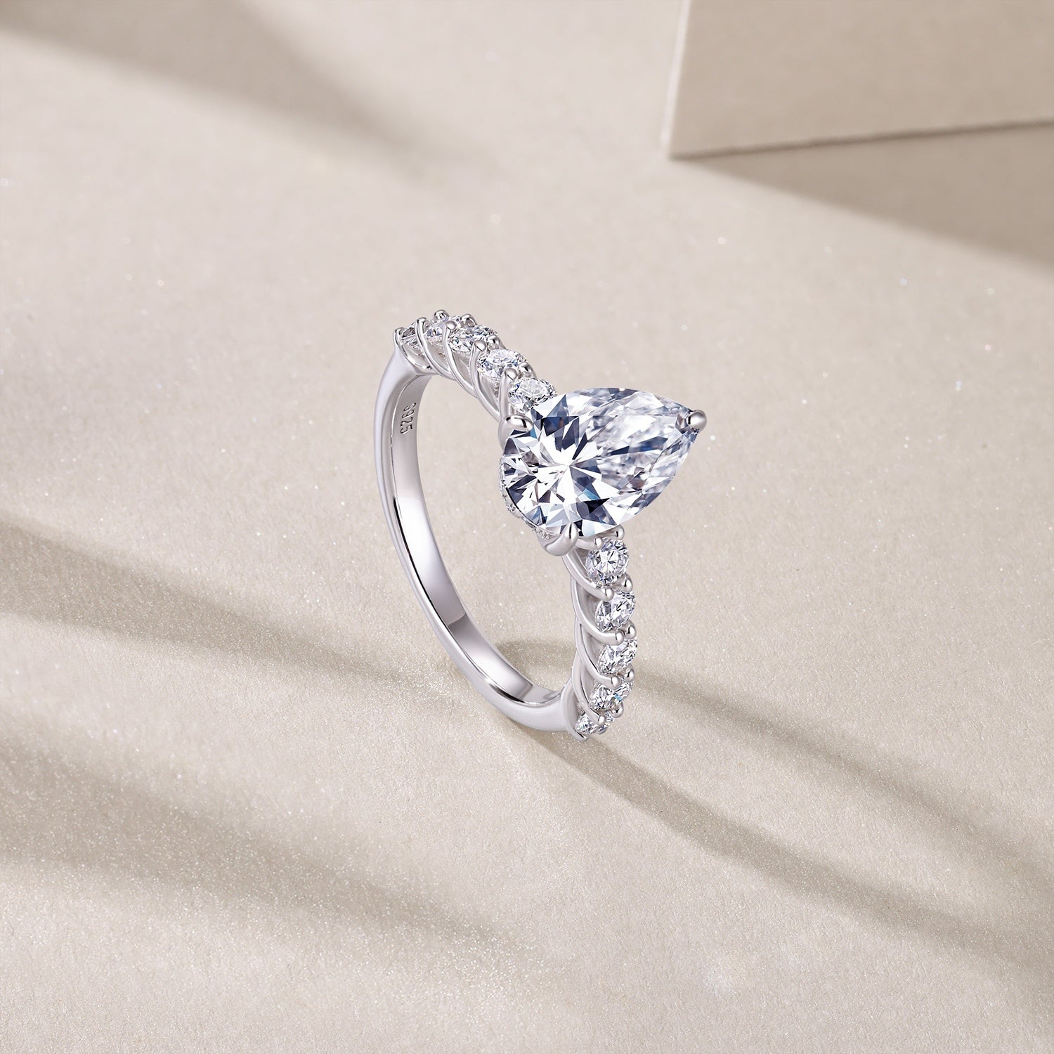 Lunar Tear – Silver Moissanite Ring