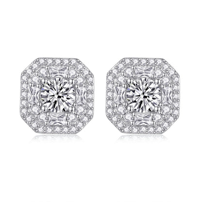 Radiant Luxe – Moissanite Silver Stud Earrings