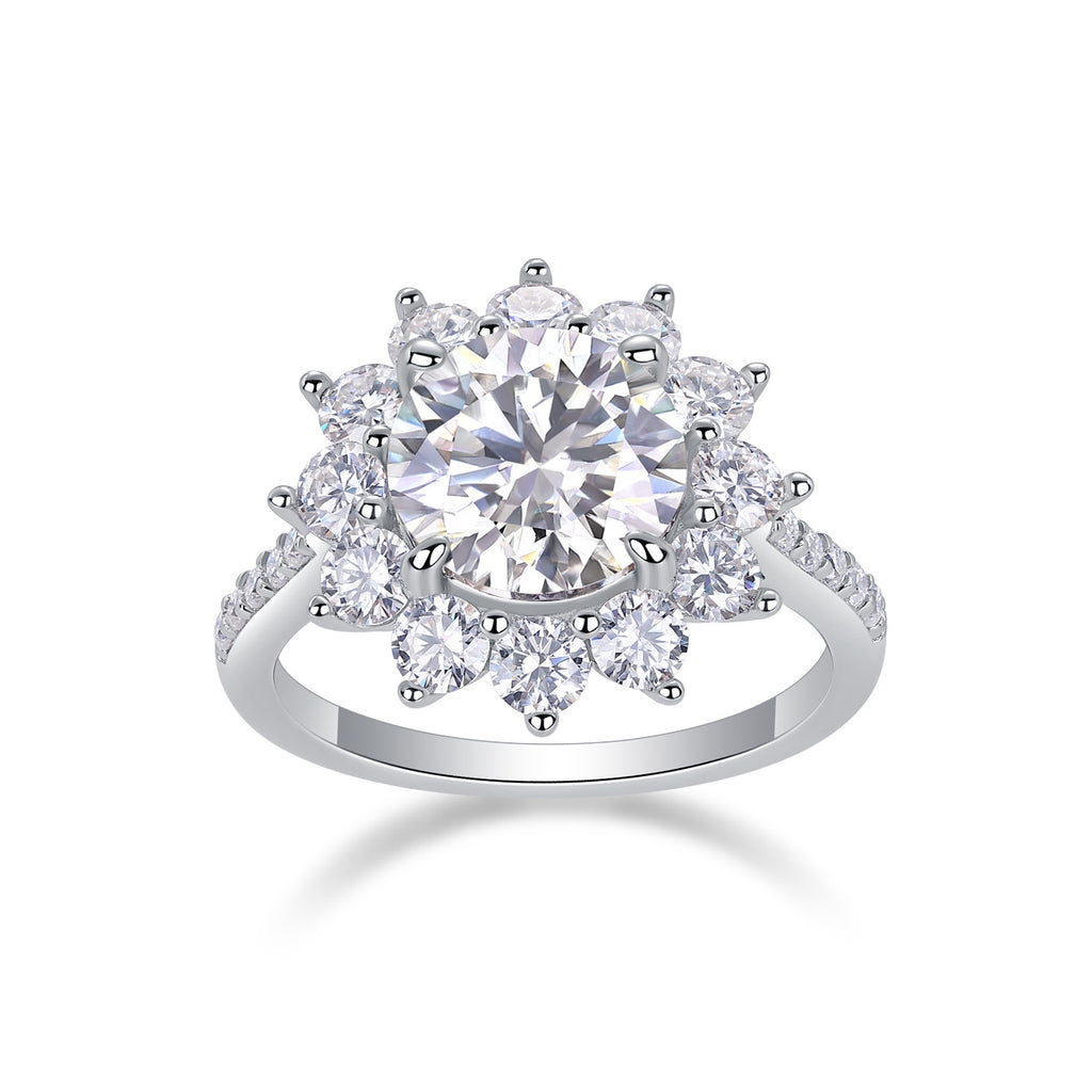 Sunflower  - Moissanite Silver Ring