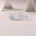 Blossom Radiance – Moissanite Silver Stud Earrings