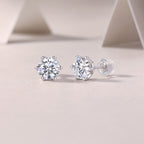 Blossom Radiance – Moissanite Silver Stud Earrings