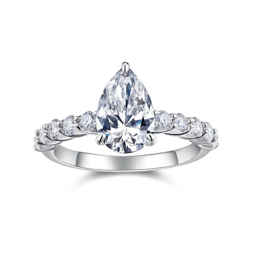 Lunar Tear – Silver Moissanite Ring