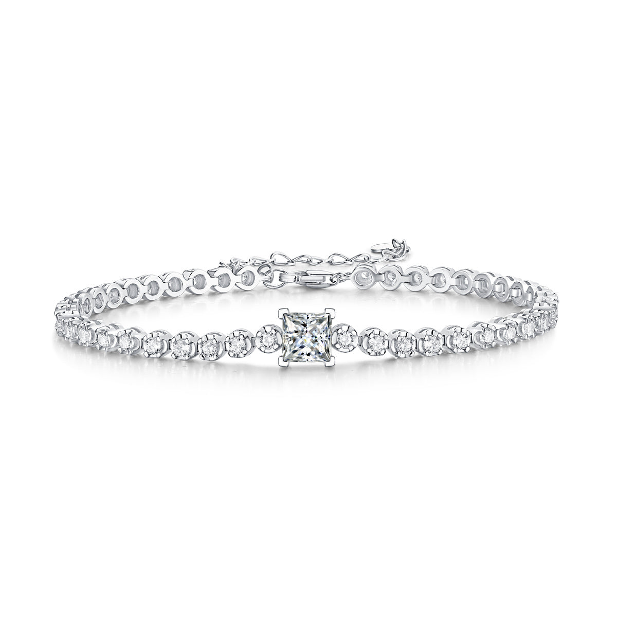 Starlit Prism – Moissanite Silver Bracelet