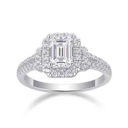 Luminous Cube – Moissanite Silver Ring