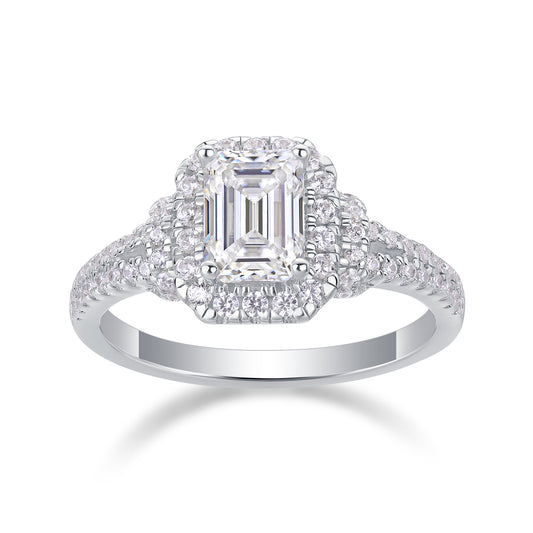 Luminous Cube – Moissanite Silver Ring