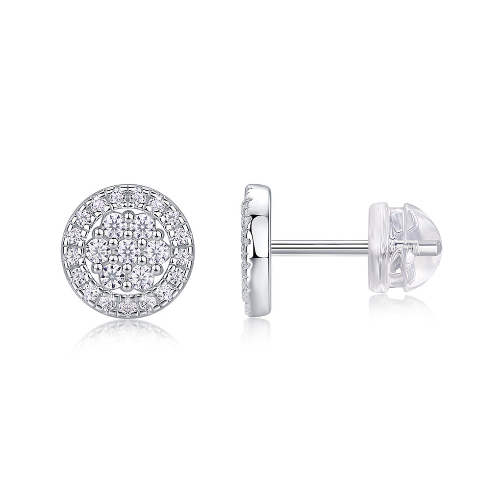 Stellar Whispers – Silver Moissanite Stud Earrings