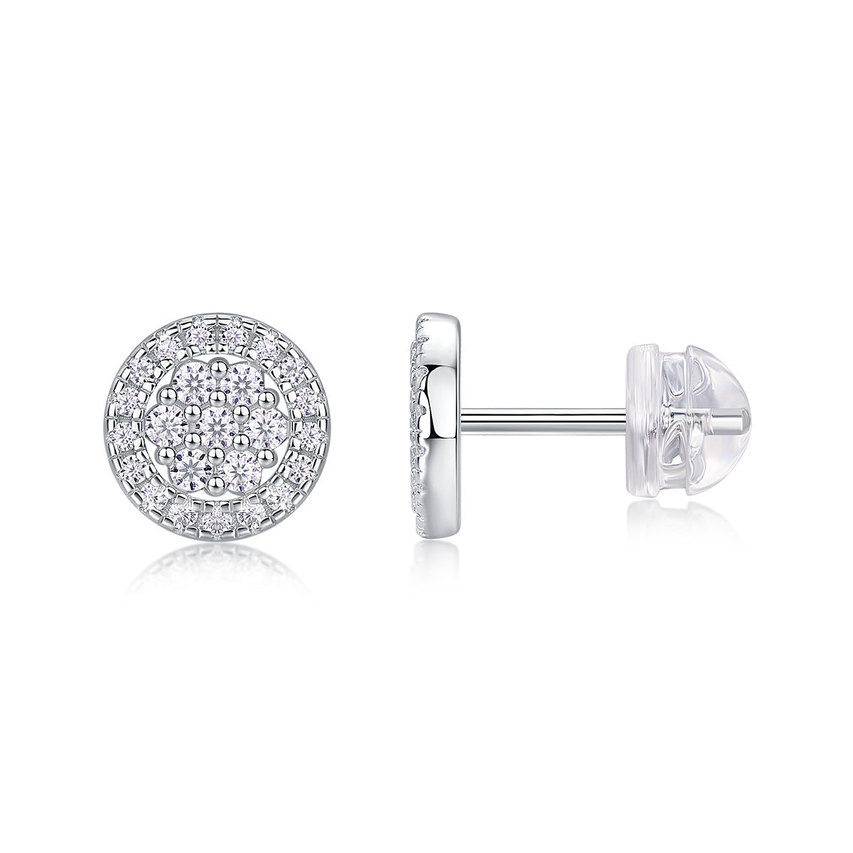 Stellar Whispers – Silver Moissanite Stud Earrings