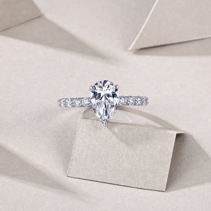 Lunar Tear – Silver Moissanite Ring