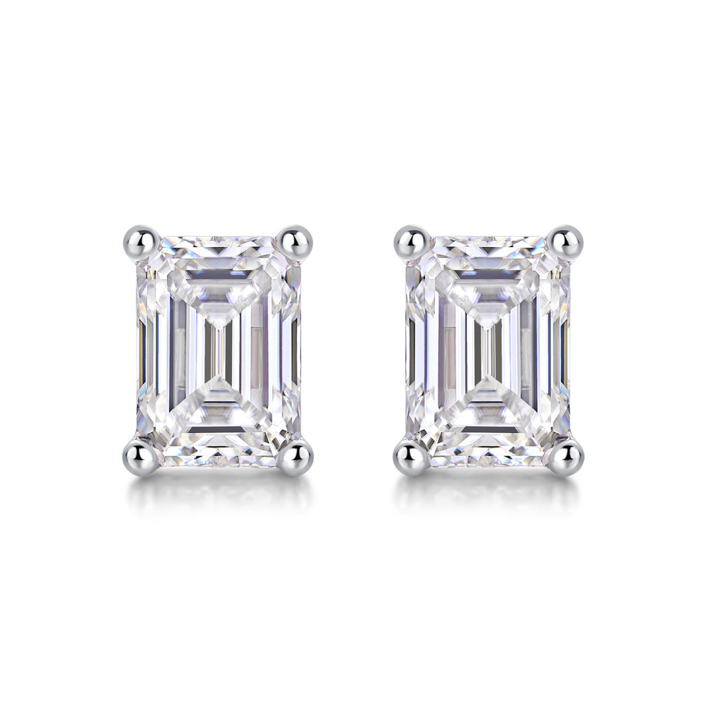 Radiant Pillar – Moissanite Silver Stud Earrings