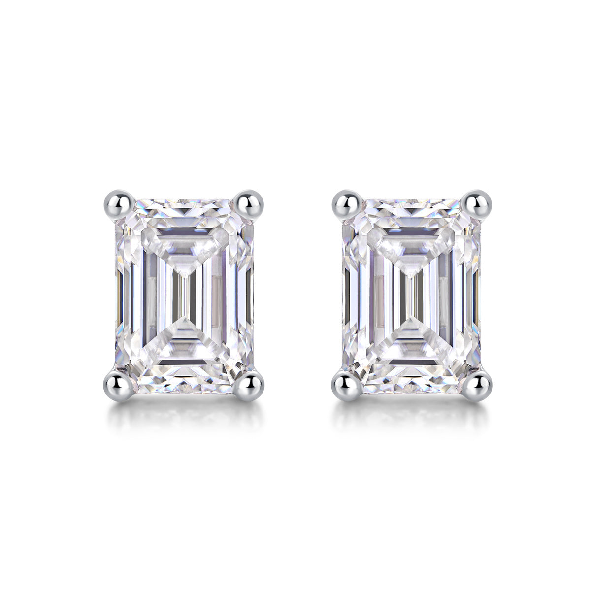 Radiant Pillar – Moissanite Silver Stud Earrings