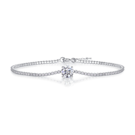Morning Mist – Silver Moissanite Beaded Bracelet